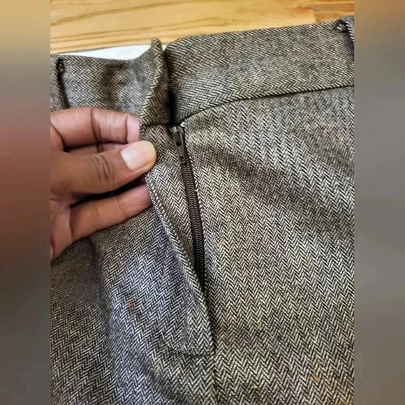 Talbots Wide Leg Wool Blend Flannel Neutral Academic Windsor Trouser Pants(6) - Picture 6 of 11